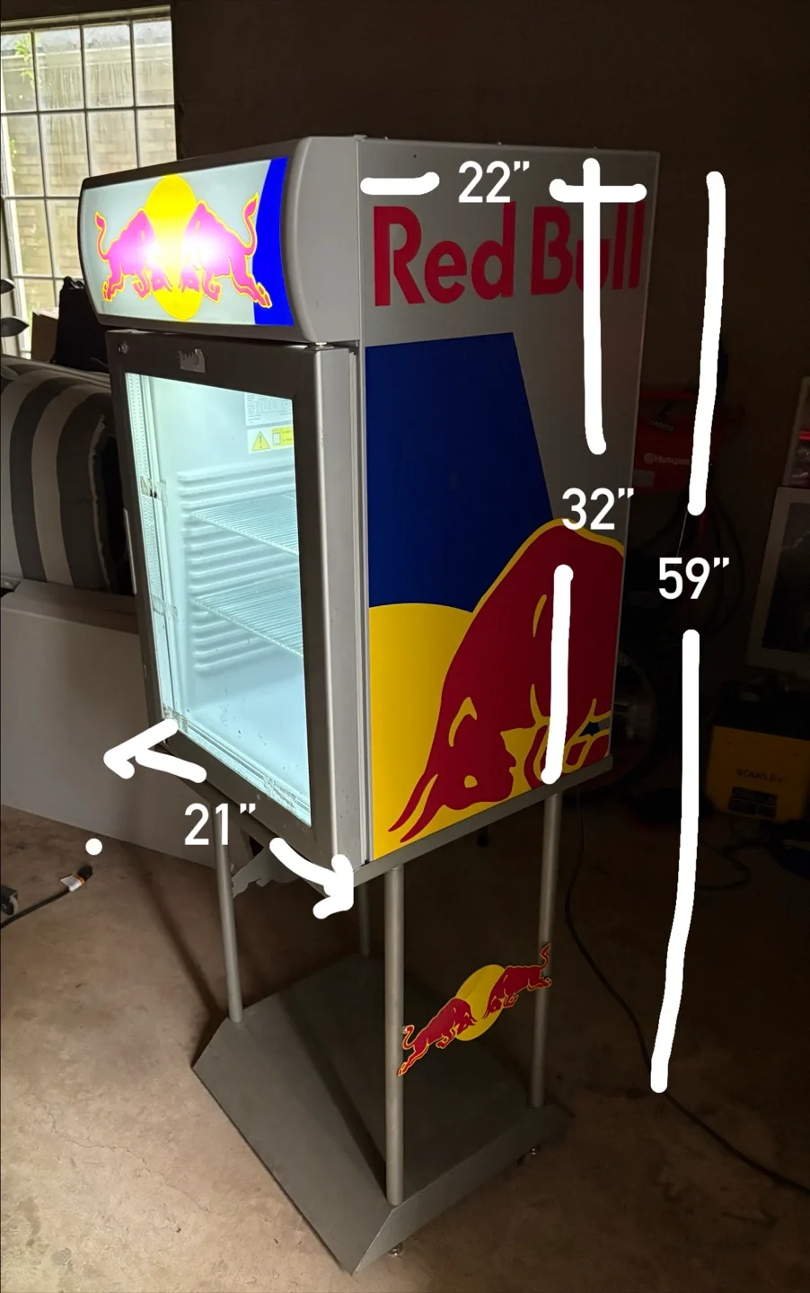 Red Bull Fridge including rare Red Bull Metal Stand. image indicator(3)