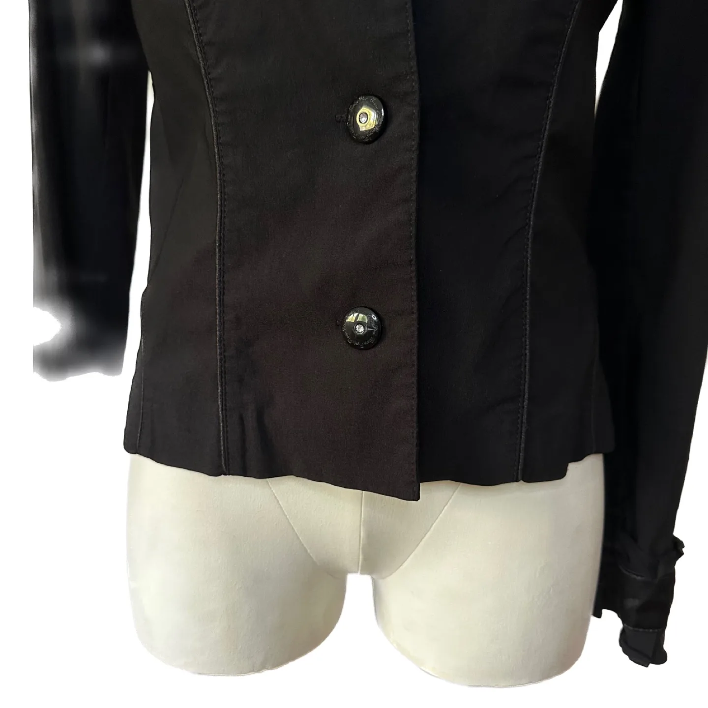 Baby Phat Satin Trim Detail Frilly Cuff Black Blazer Jacket XL image indicator(5)