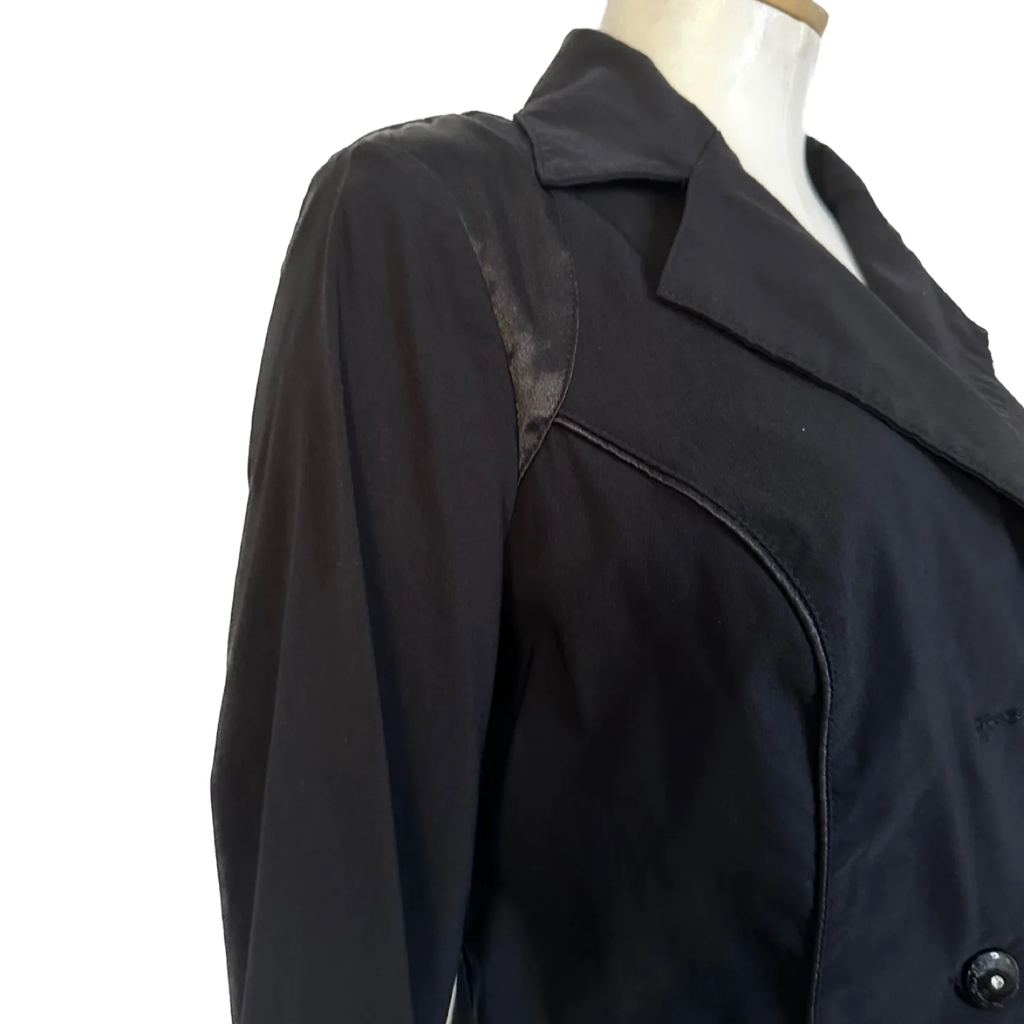 Baby Phat Satin Trim Detail Frilly Cuff Black Blazer Jacket XL image indicator(6)