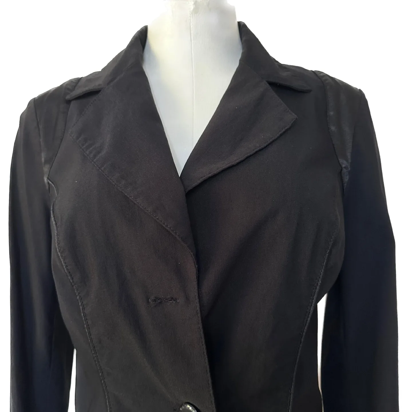 Baby Phat Satin Trim Detail Frilly Cuff Black Blazer Jacket XL image indicator(4)