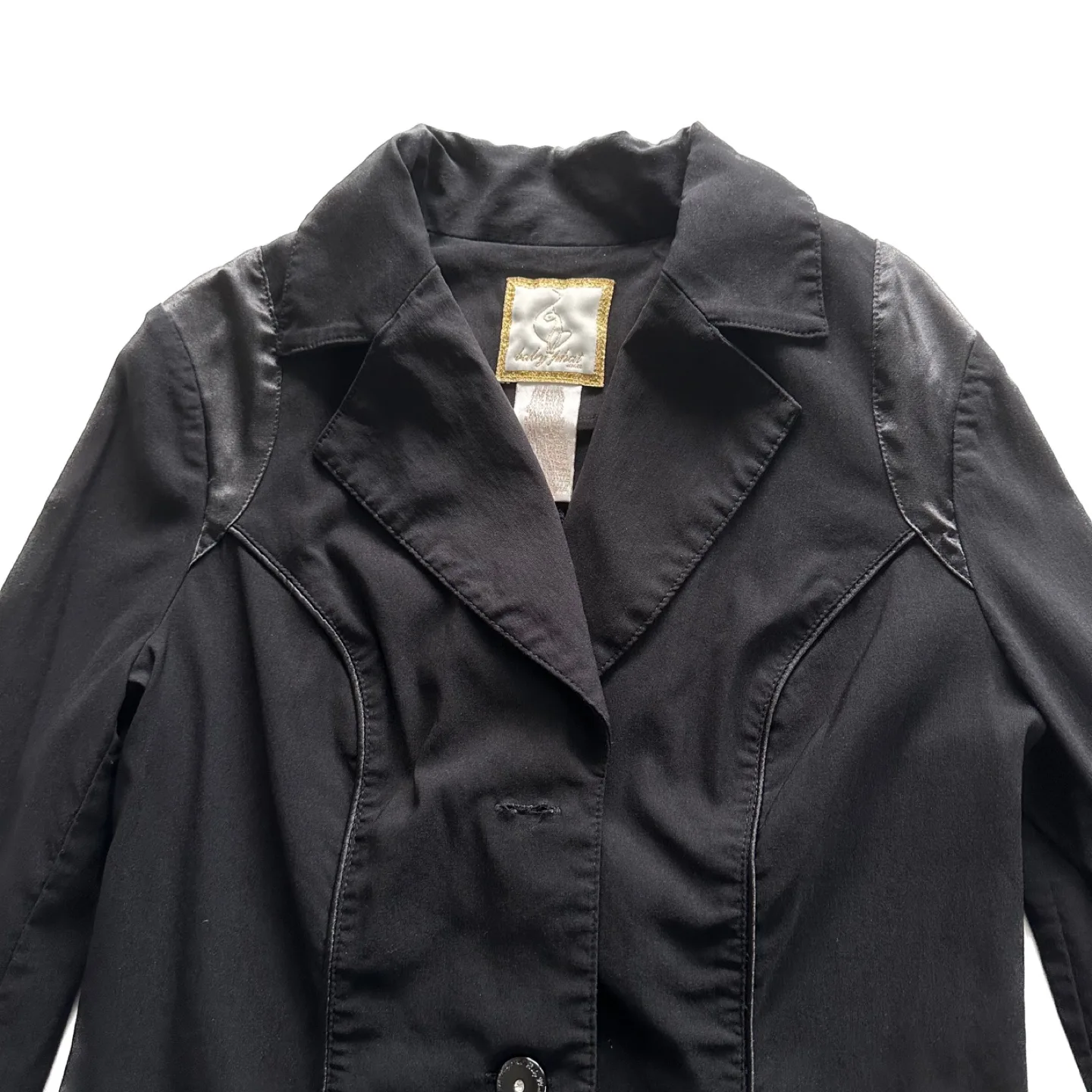 Baby Phat Satin Trim Detail Frilly Cuff Black Blazer Jacket XL image indicator(2)