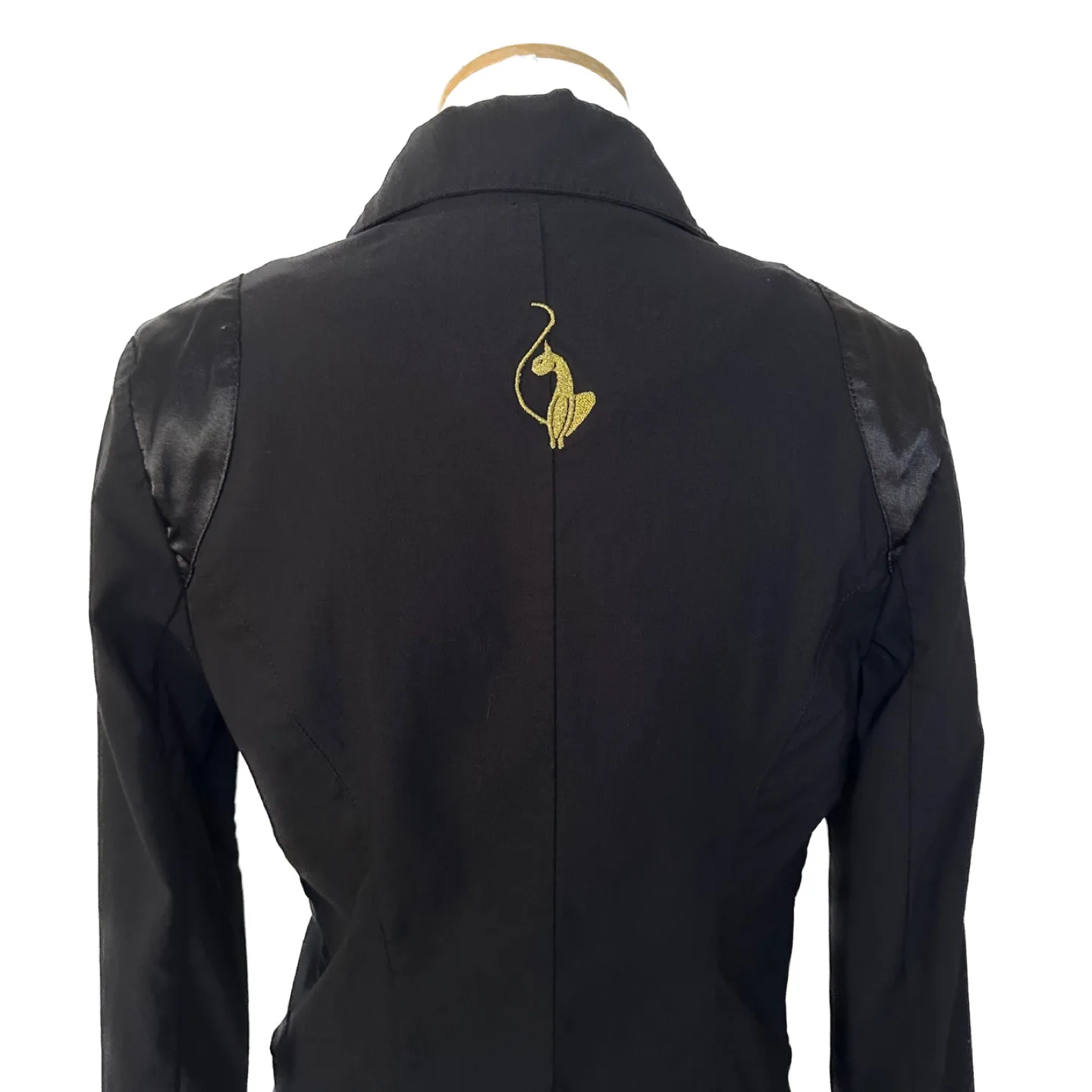 Baby Phat Satin Trim Detail Frilly Cuff Black Blazer Jacket XL image indicator(7)