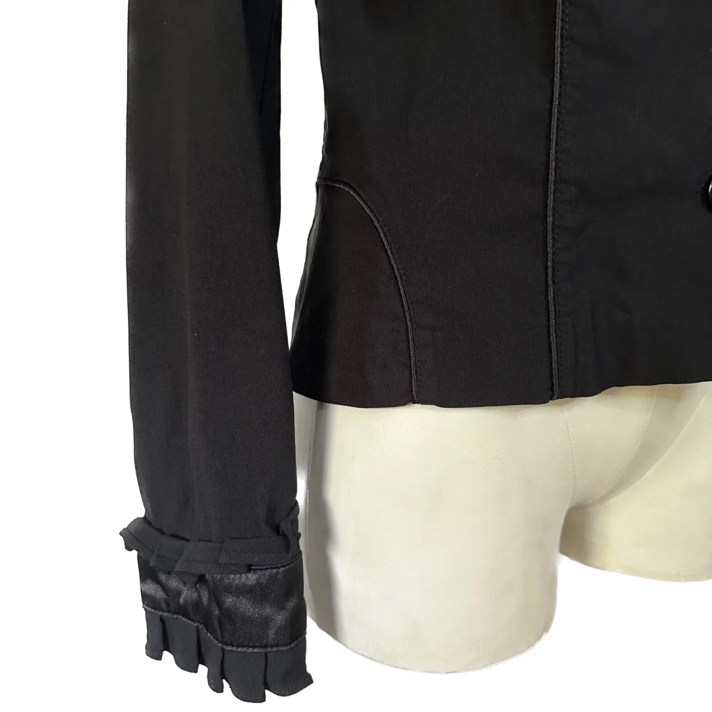 Baby Phat Satin Trim Detail Frilly Cuff Black Blazer Jacket XL image indicator(10)