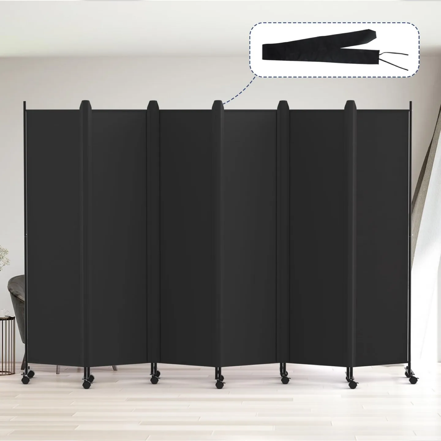 Kokorona 6 Panel Room Divider, 6FT Tall Rolling Privacy Screen thumbnail