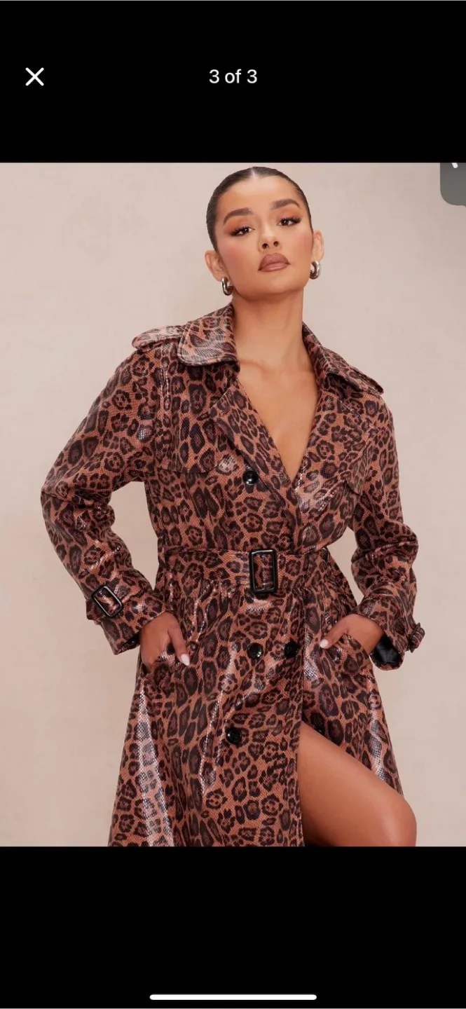 Leopard Print Trench Coat thumbnail