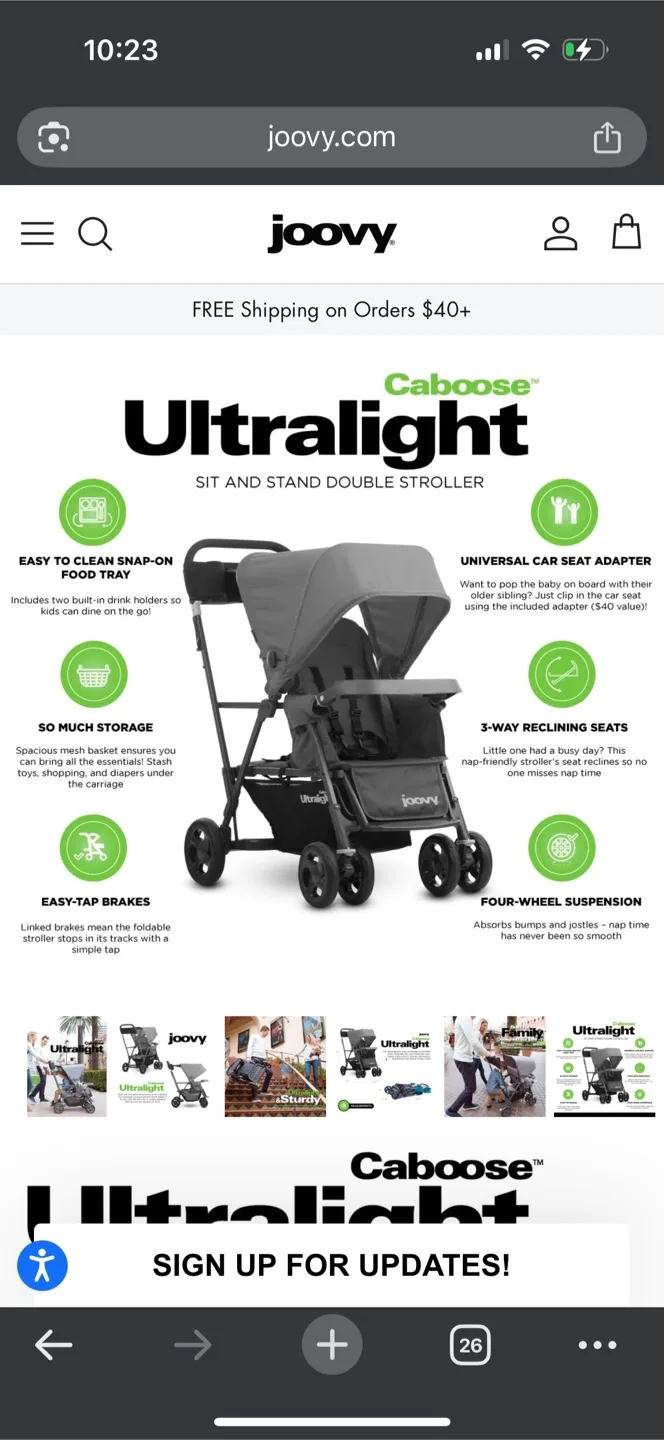 Joovy Caboose Too Ultralight Graphit Double Stroller image indicator(5)