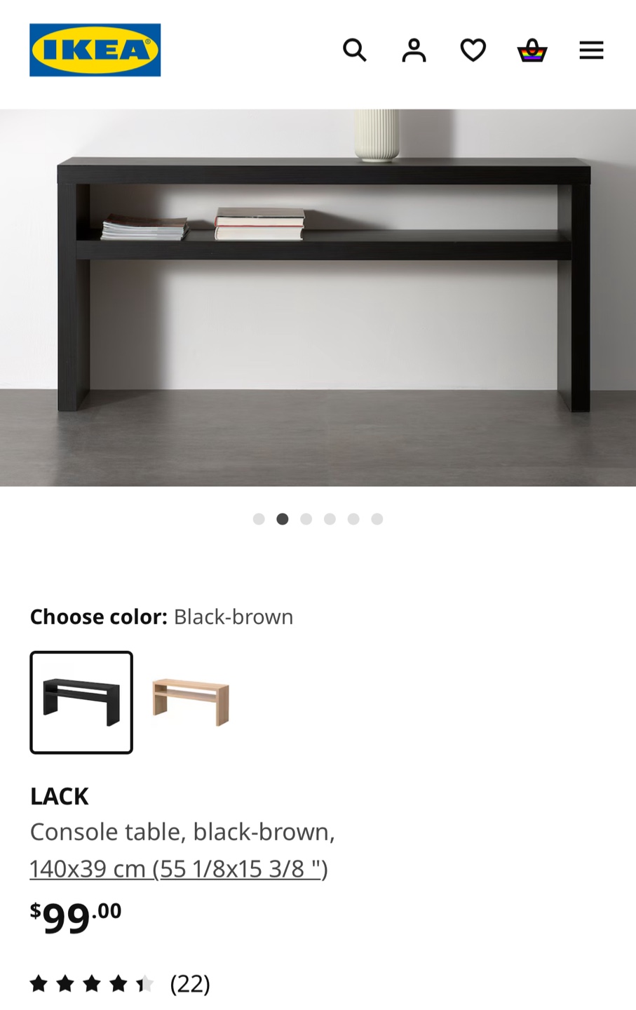 Ikea LACK Console table, black-brown - photo 4