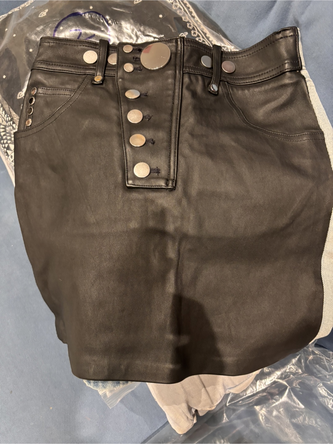 Alexander Wang Leather and Denim Skirt - photo 2