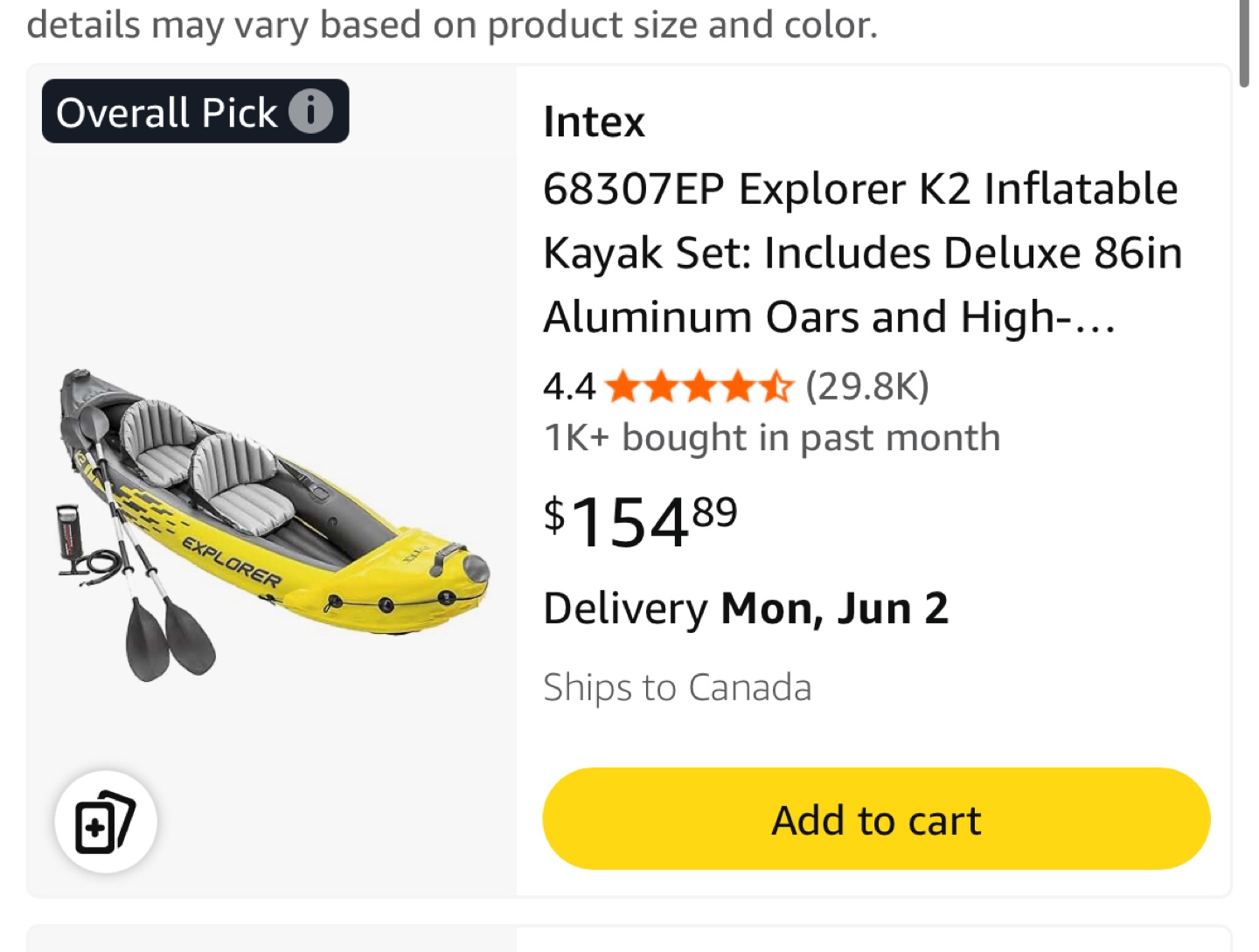 Intex Inflatable Kayak Set - photo 2