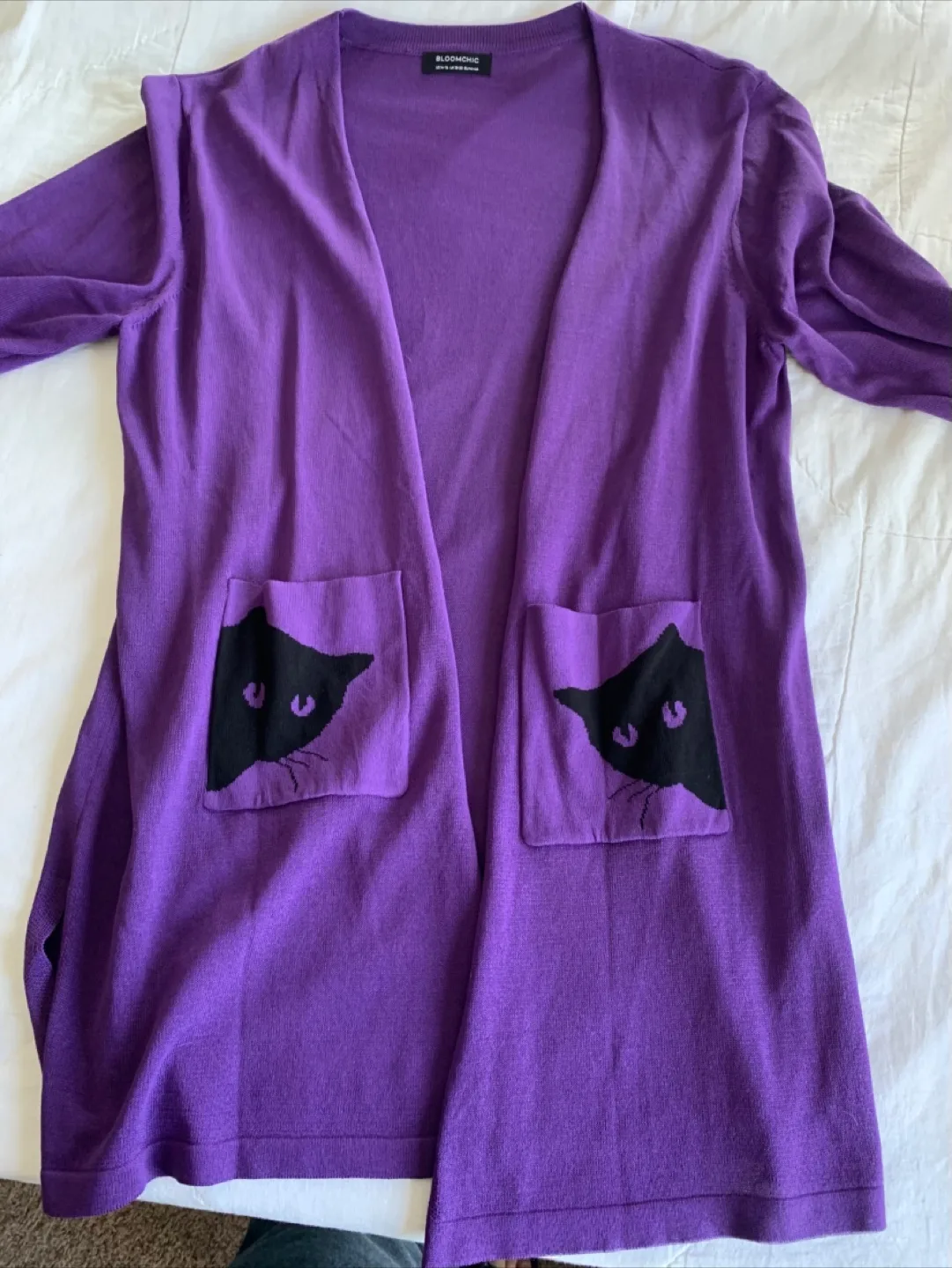 Purple Cardigan with Cat Pockets thumbnail
