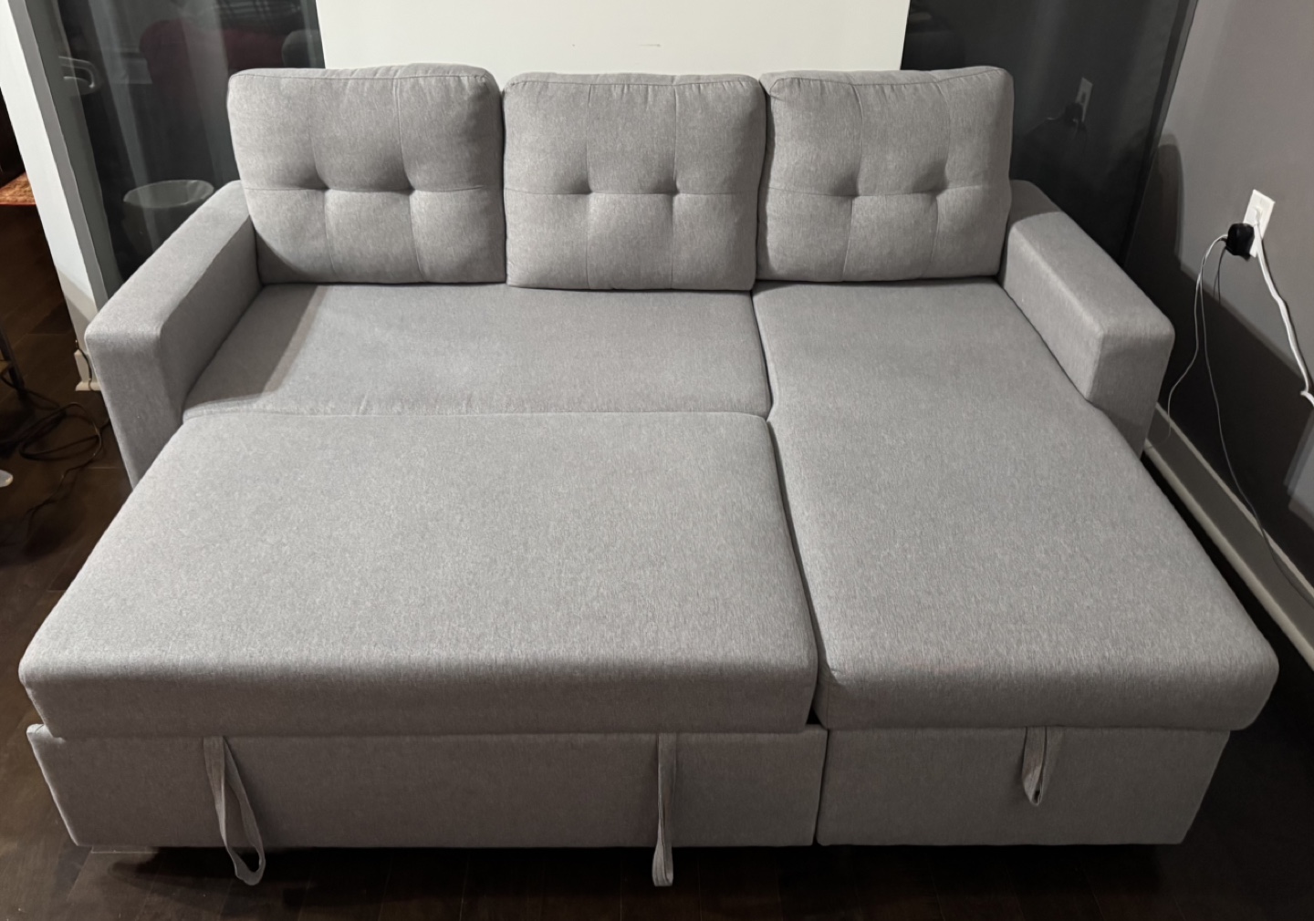 Light Grey Sectional Sofa Bed with Storage - Right Facing - photo 5