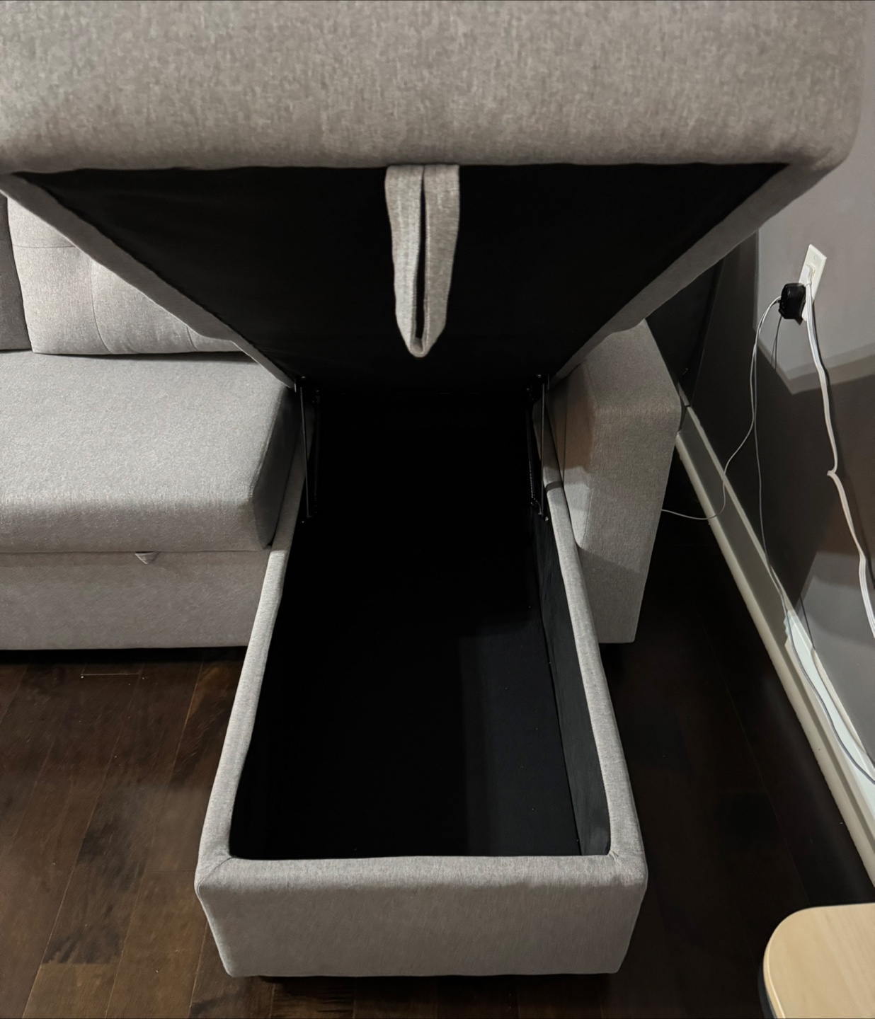 Light Grey Sectional Sofa Bed with Storage - Right Facing - photo 3