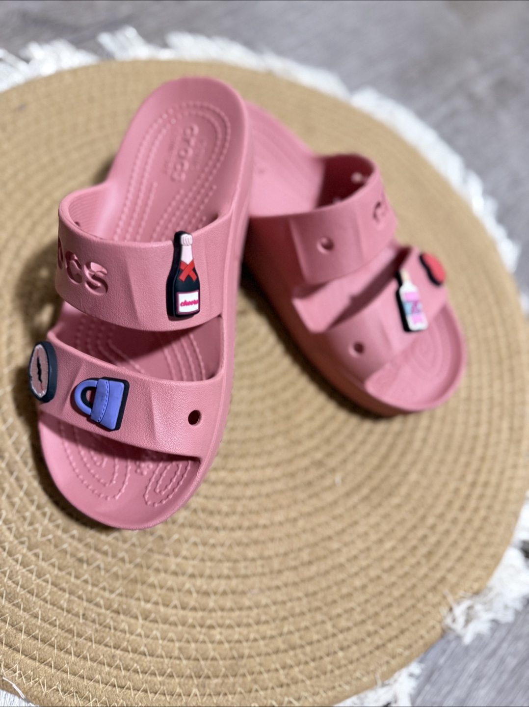 Pink Crocs Slides with Charms