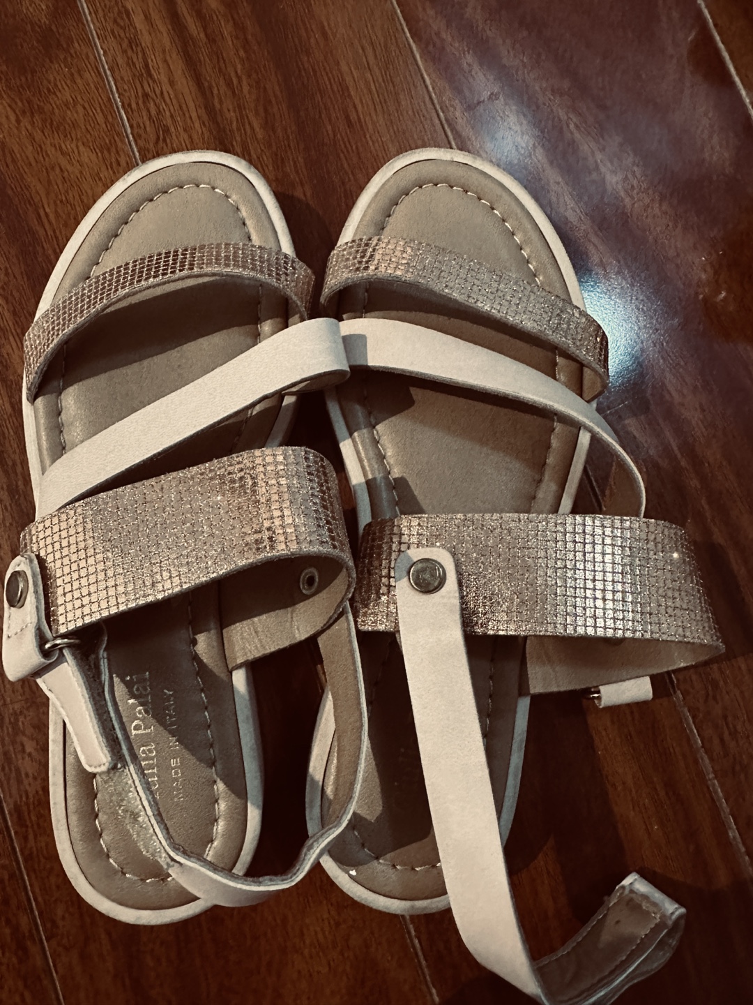 Sparkly sandals copper color