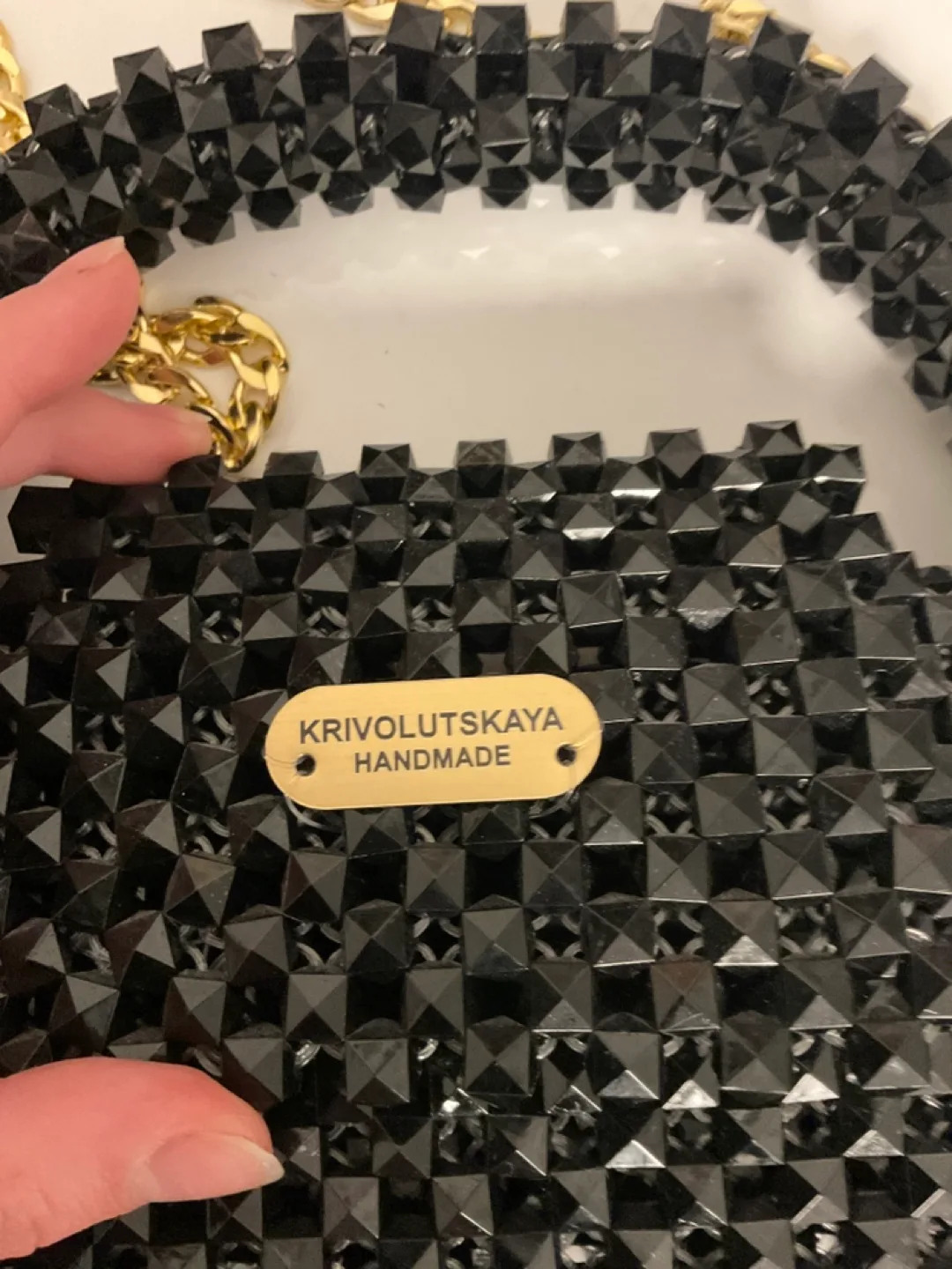 Handmade Designer Elegant Black Beaded Handbag image indicator(3)