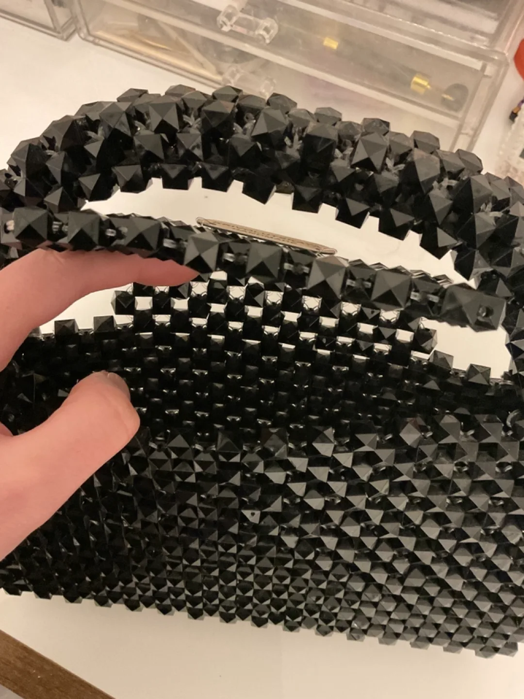 Handmade Designer Elegant Black Beaded Handbag image indicator(4)