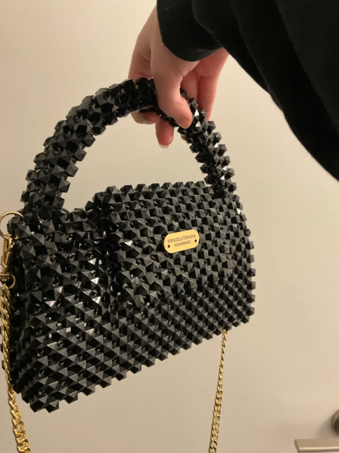 Handmade Designer Elegant Black Beaded Handbag thumbnail