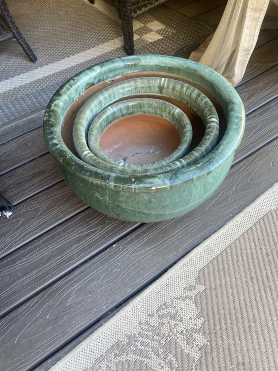 Green Ceramic Planter Set