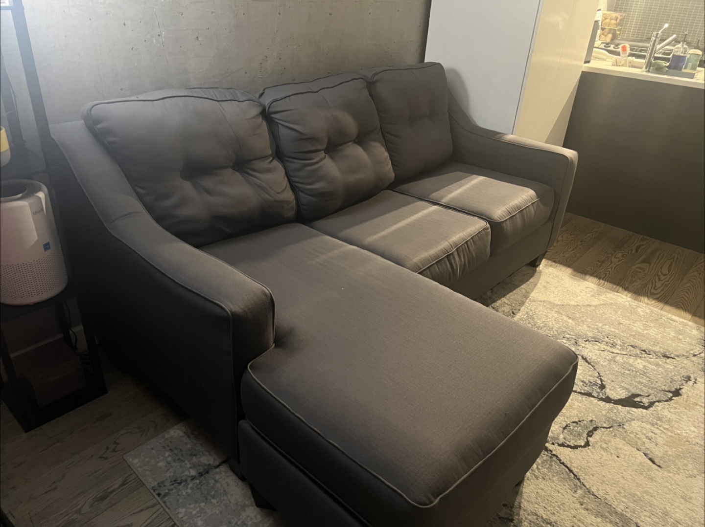Grey Chaise Lounge Sofa - photo 3