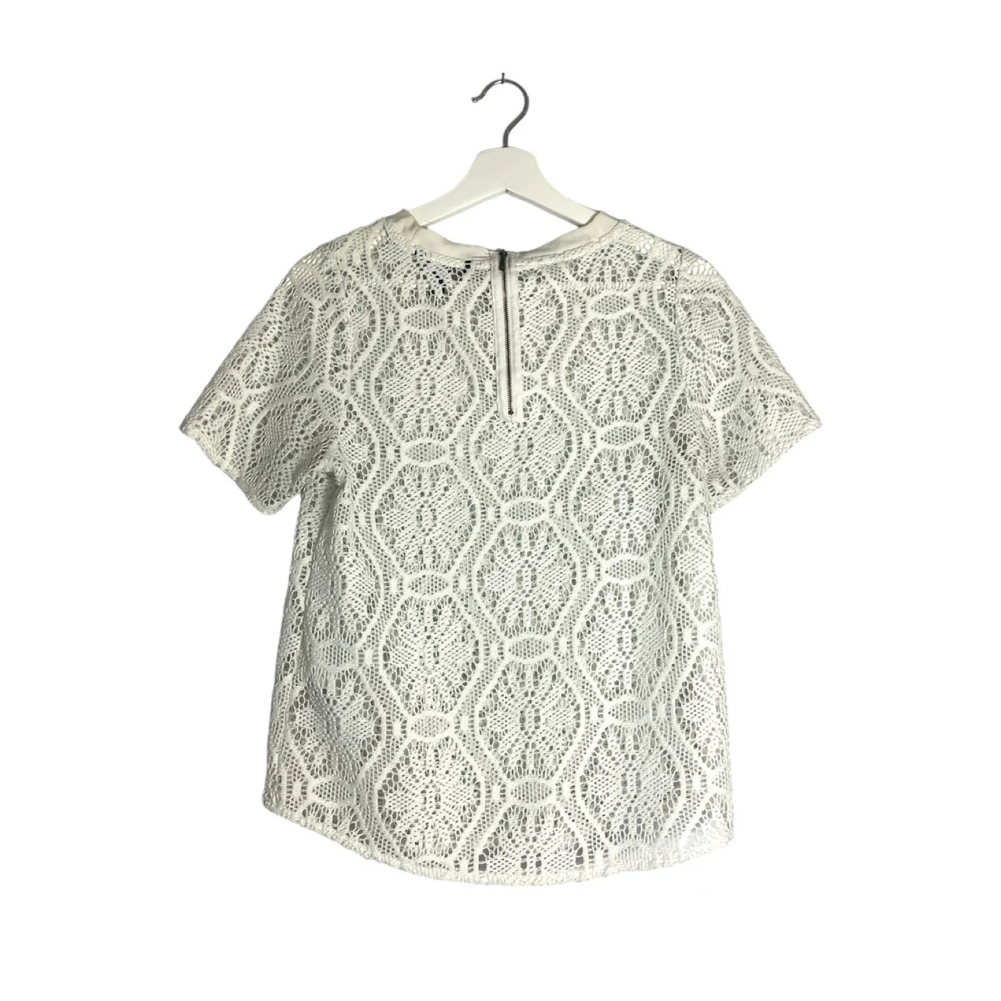 Banana Republic White Lace Shirttail Top Size S Petite image indicator(4)