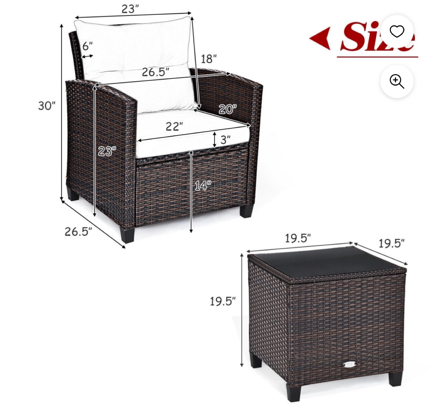 3-Piece Wicker Patio Set with Table - photo 3