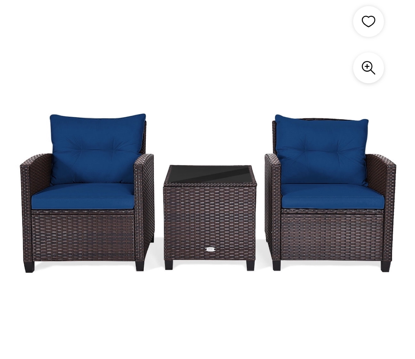 3-Piece Wicker Patio Set with Table