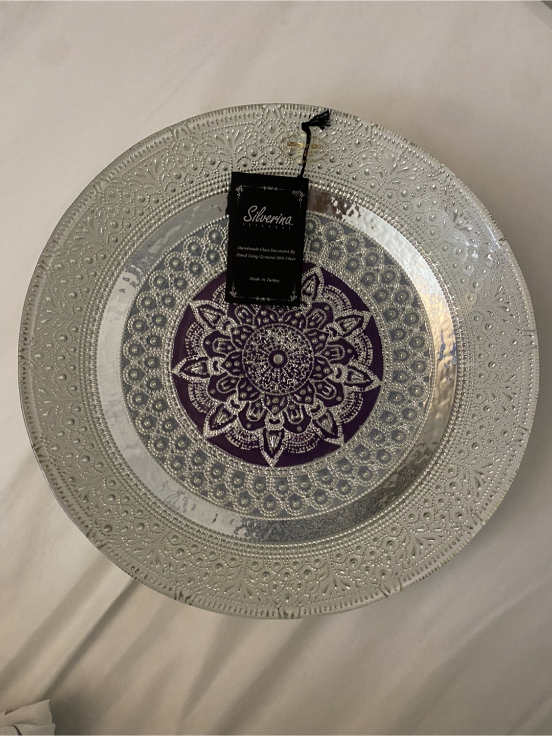 Silverina Decorative Turkish Glass Tray/ Plate