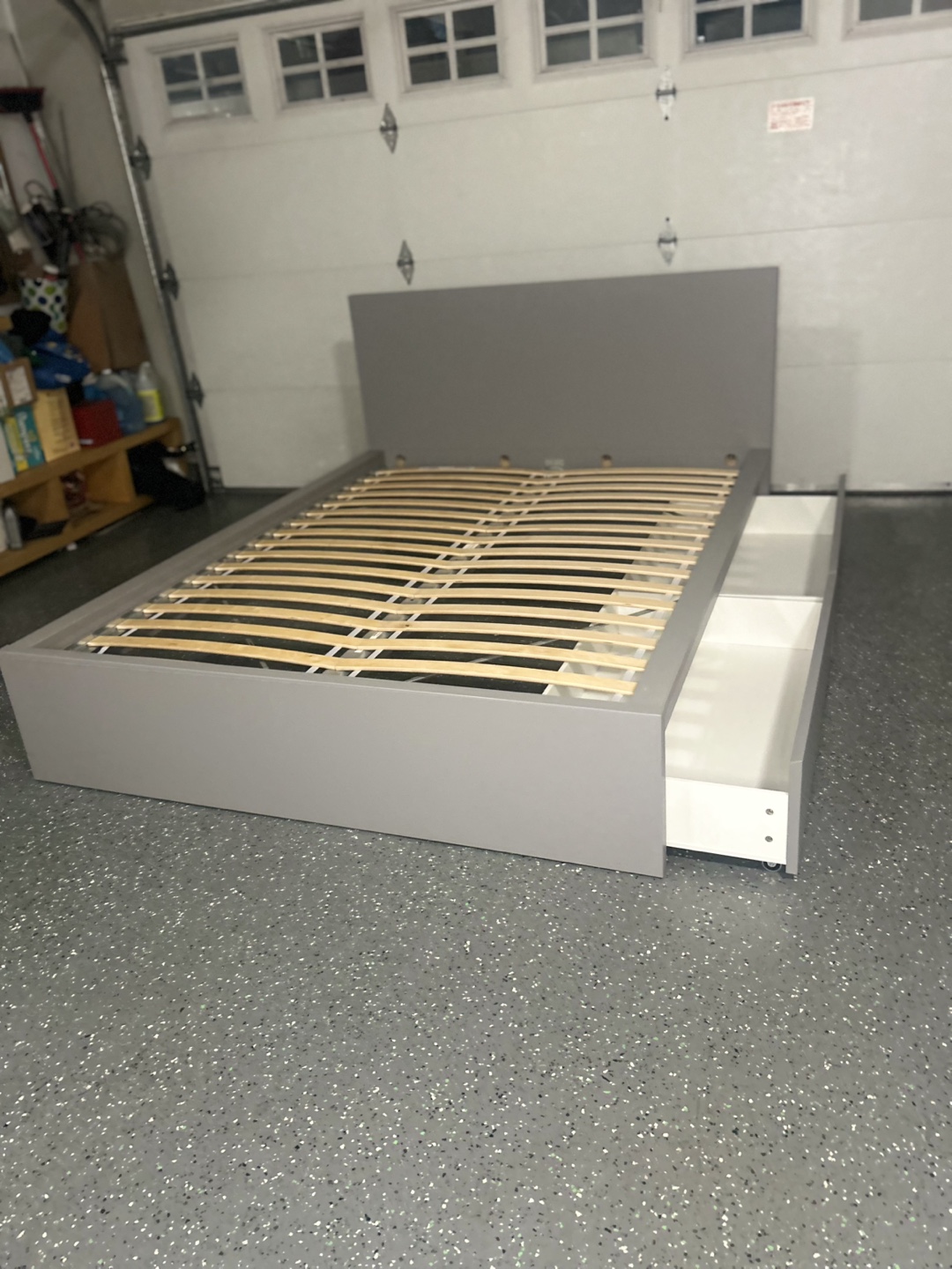 Grey queen Bed Frame With Storage Drawers - photo 2