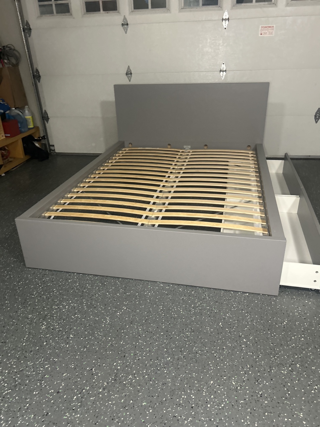 Grey queen Bed Frame With Storage Drawers