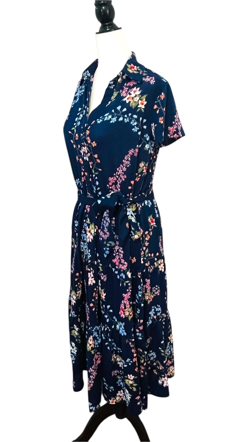 Jane and Delancey Navy Floral Midi Dress Small - photo 4