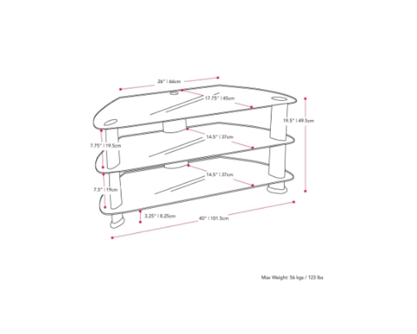 Black Glass TV Stand with bracket  - for up to 46” tv image indicator(2)