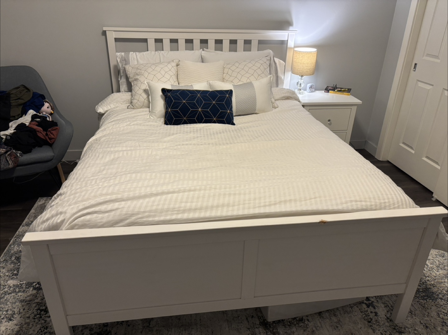 Queen White Bed frame with Serta mattress