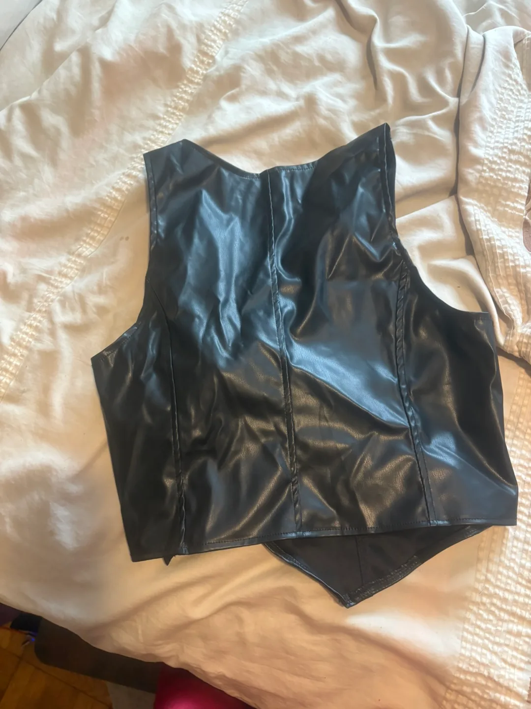 Black Faux Leather Vest image indicator(2)