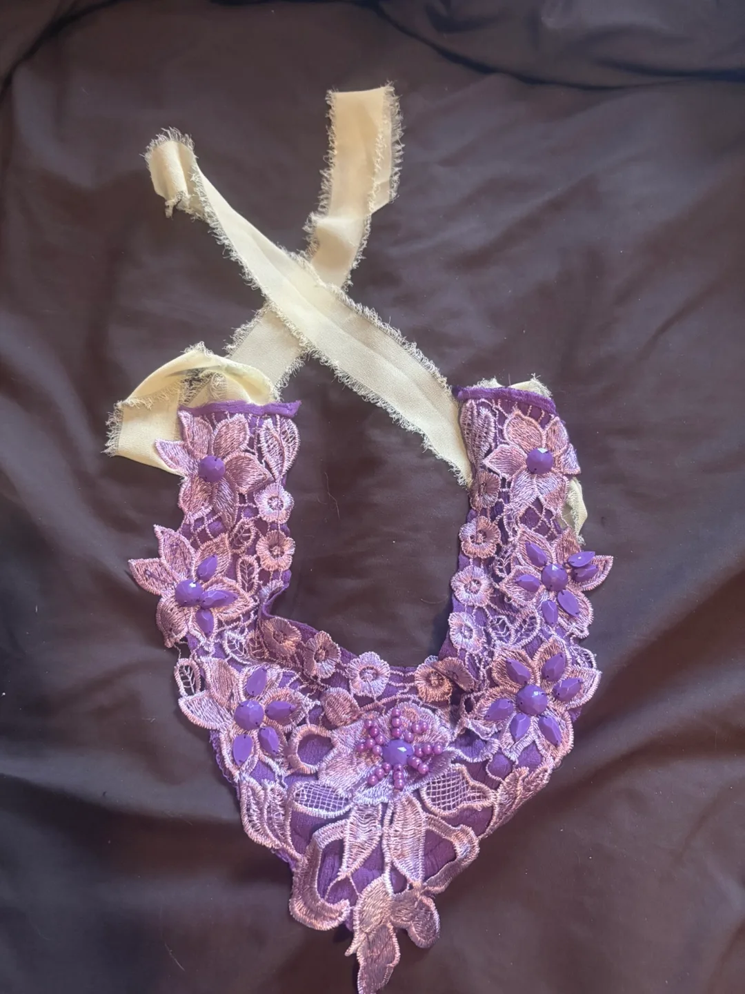 Handmade floral lace chokers with satin and velvet ribbon image indicator(4)