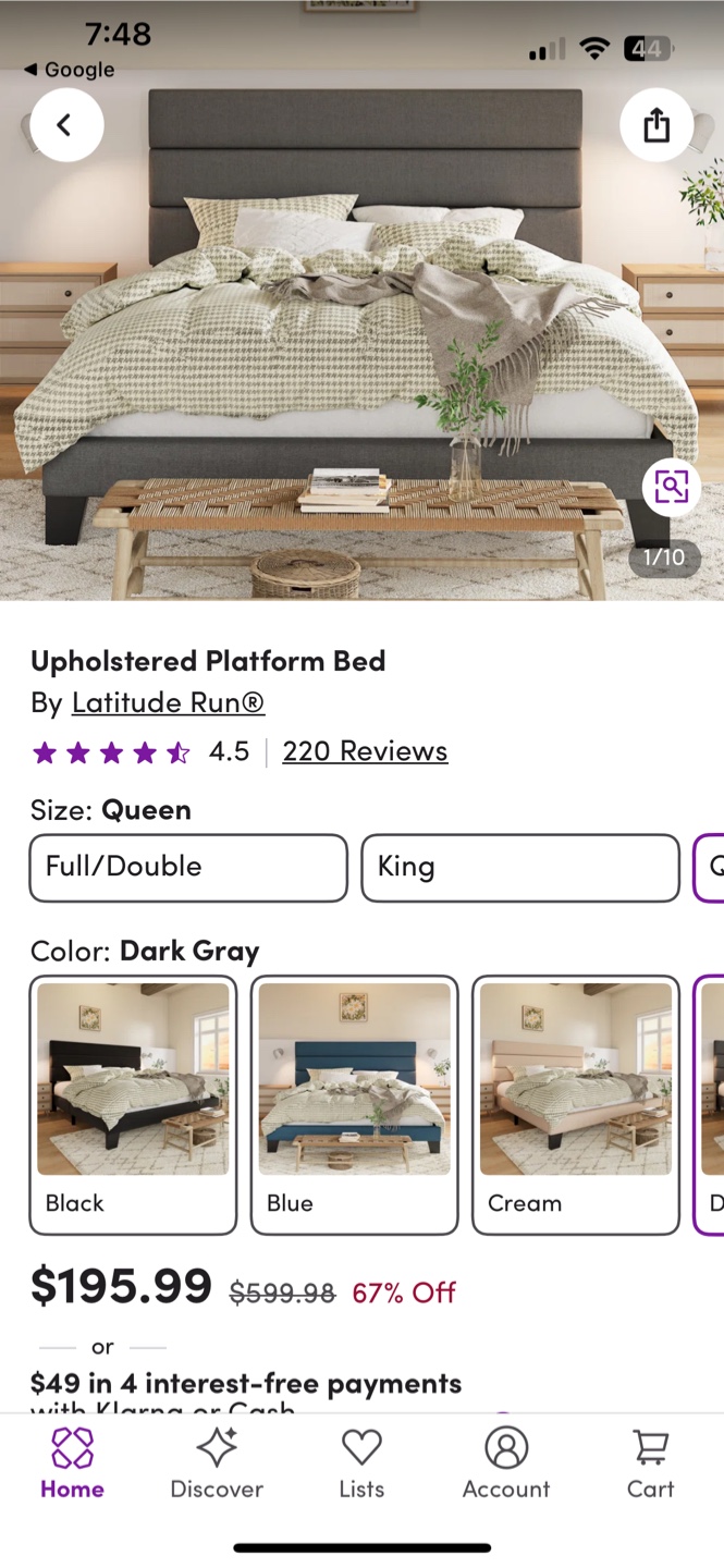 Queen Size Upholstered Platform Bed - photo 3