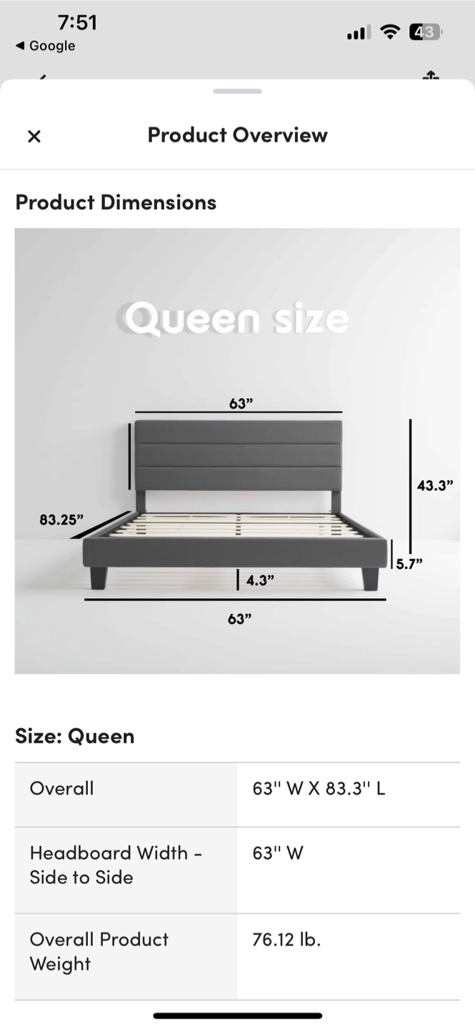 Queen Size Upholstered Platform Bed - photo 2