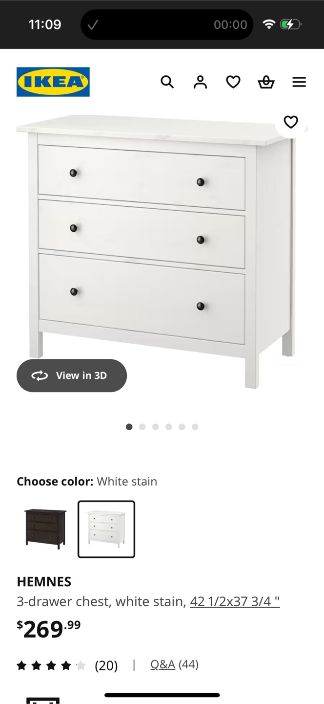 IKEA White 3-Drawer Dresser - photo 5