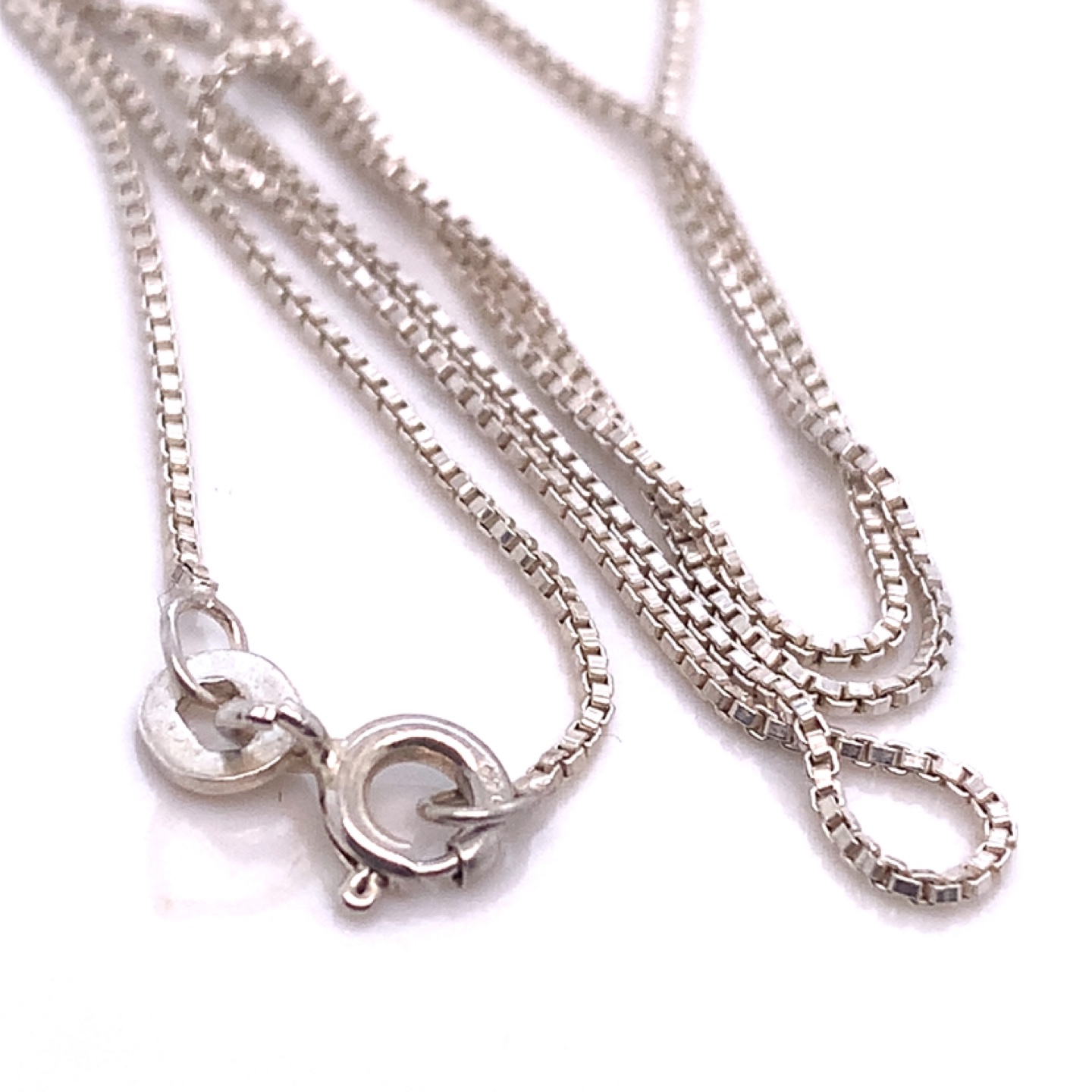 Sterling Silver Box Chain Necklace 16” 1.85g - photo 3