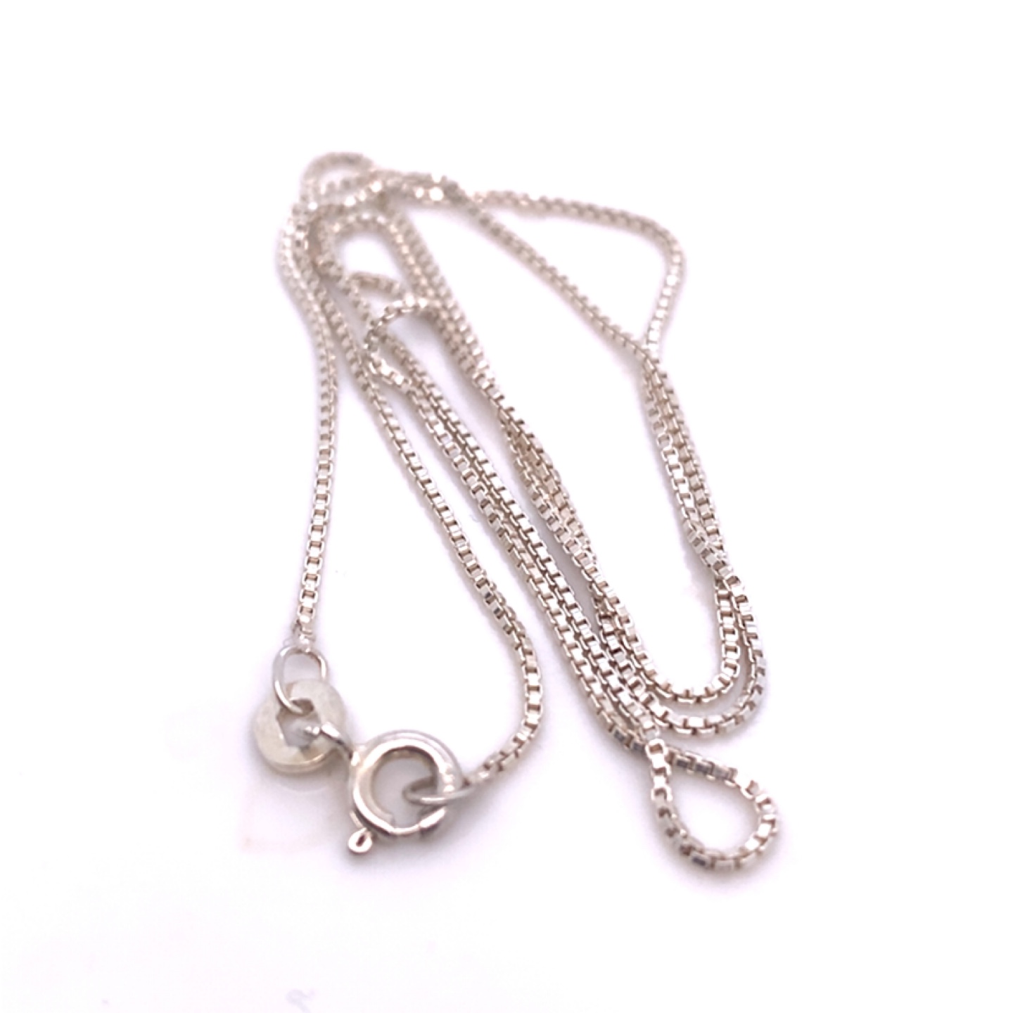 Sterling Silver Box Chain Necklace 16” 1.85g
