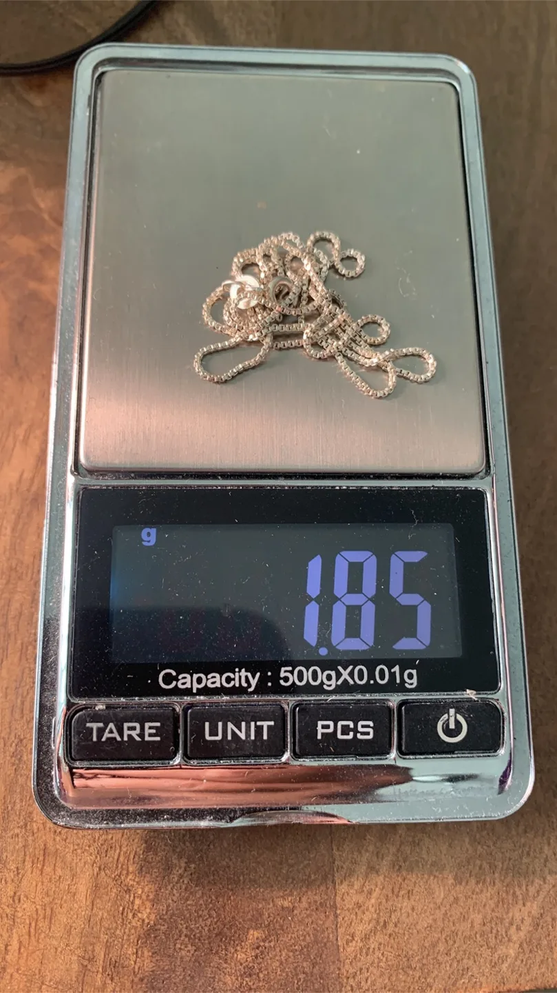 Sterling Silver Box Chain Necklace 16” 1.85g image indicator(6)