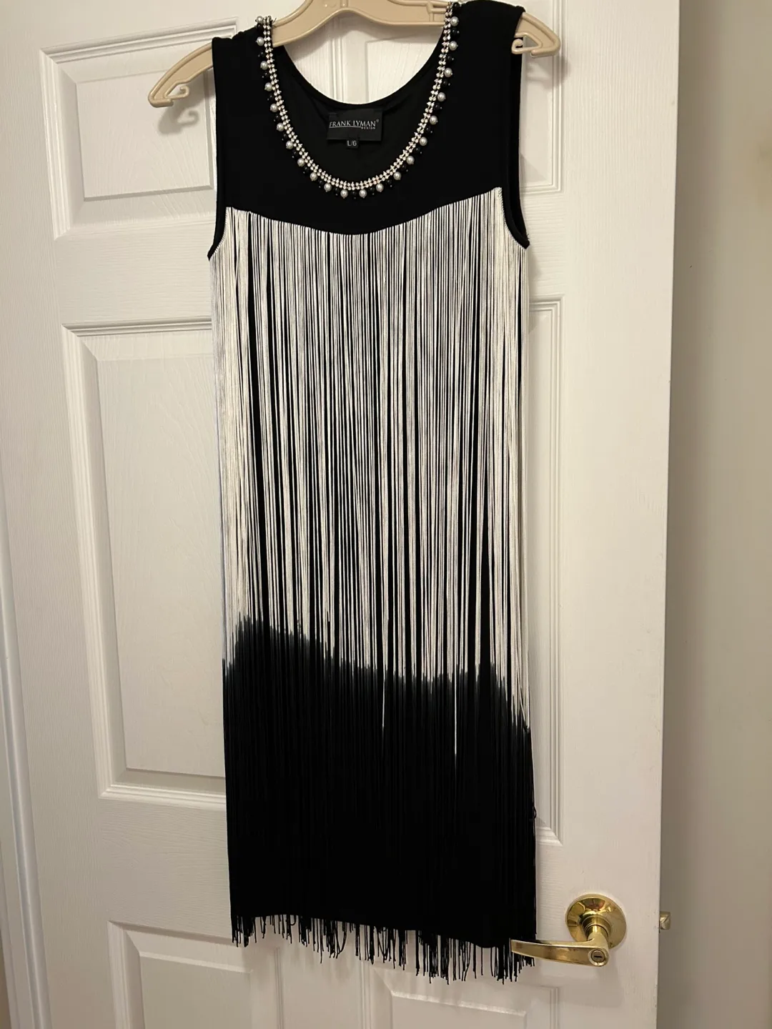 Frank Lyman Black Fringe Dress thumbnail