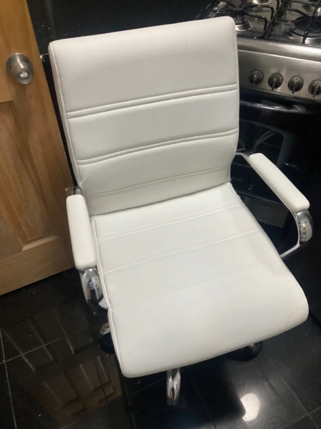 White Leather Office Chair thumbnail