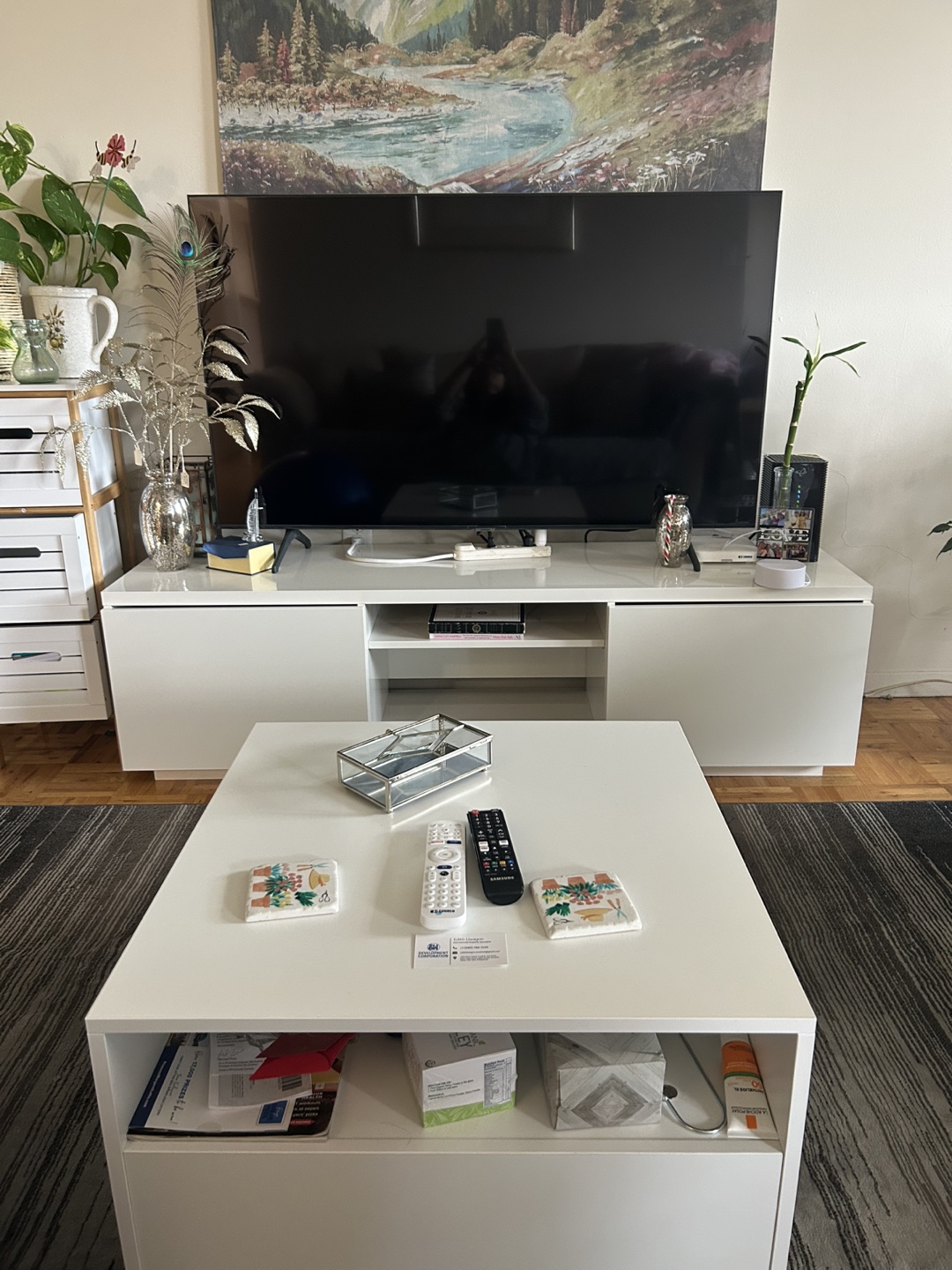 Modern White Entertainment Unit and Coffee Table Set - photo 3