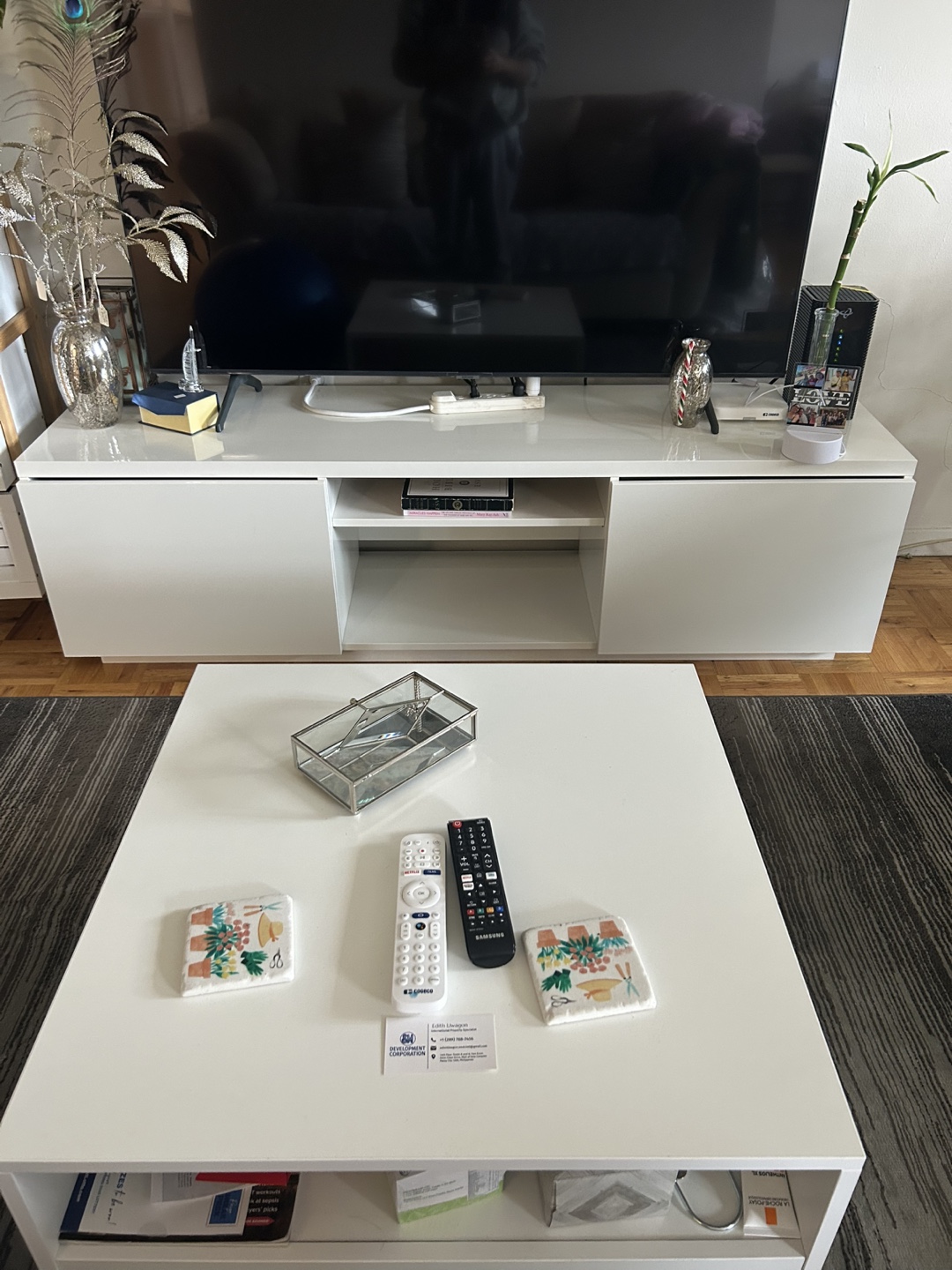 Modern White Entertainment Unit and Coffee Table Set - photo 5