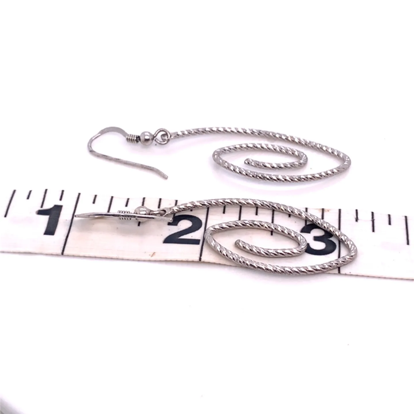 Sterling Silver Swirl Earrings 2” drop 3.89g image indicator(3)