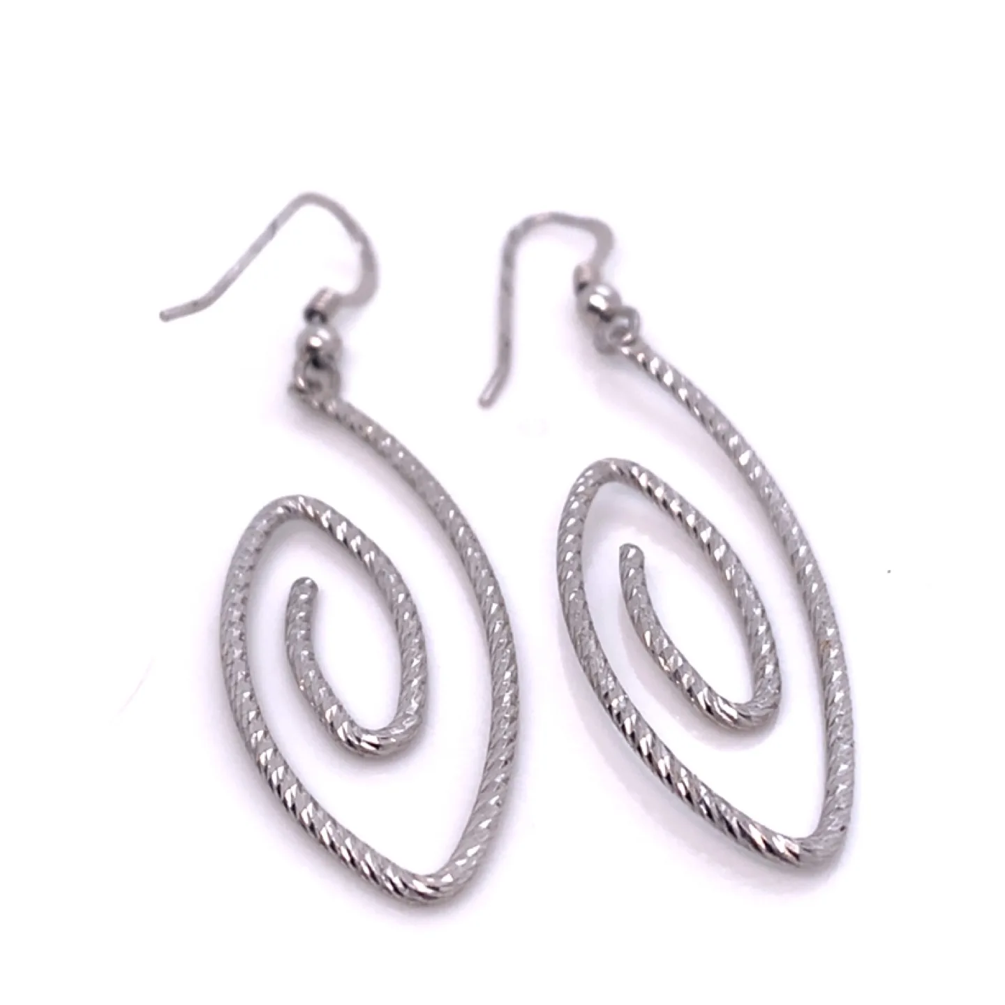 Sterling Silver Swirl Earrings 2” drop 3.89g thumbnail