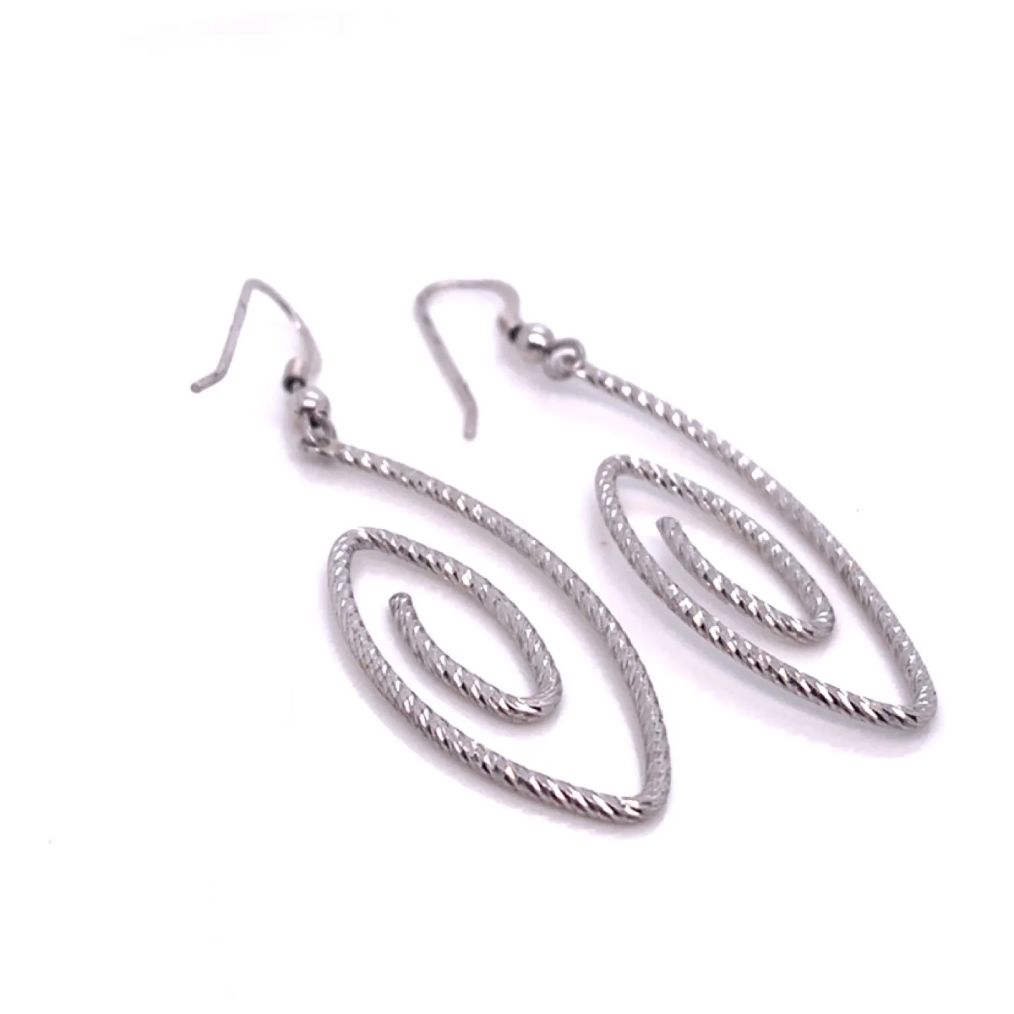 Sterling Silver Swirl Earrings 2” drop 3.89g image indicator(2)