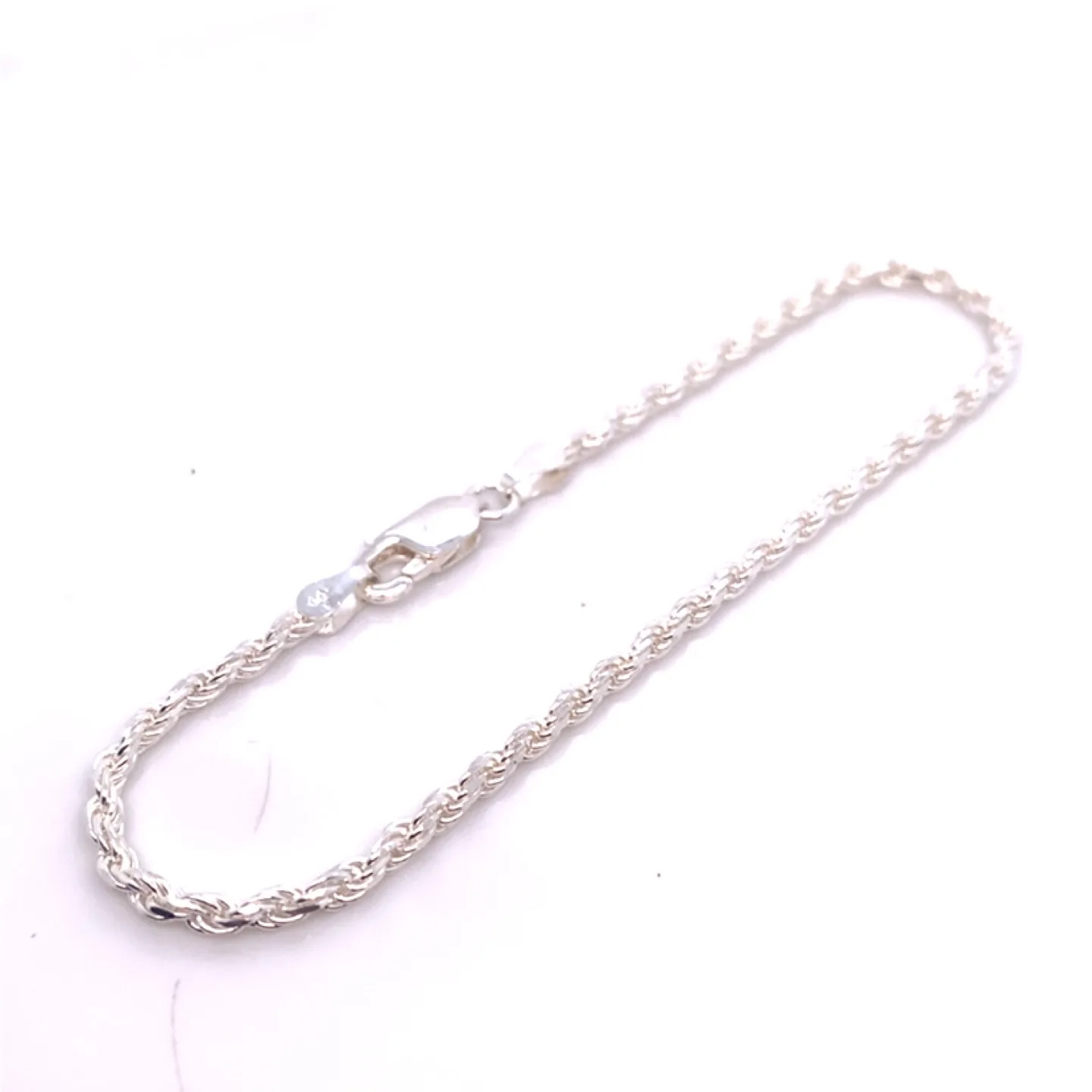 Italian Sterling silver rope chain bracelet 7” 3.7g thumbnail