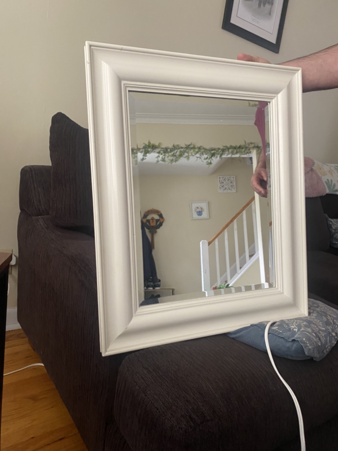 White Framed Mirror - photo 2