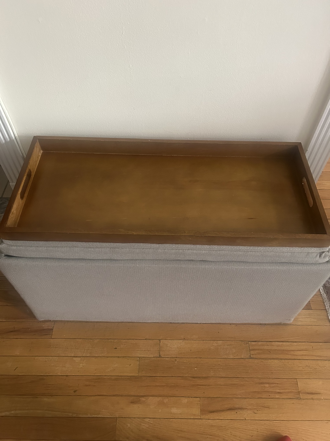 Storage Ottoman with Wooden Tray and Two Small Ottomans - photo 2